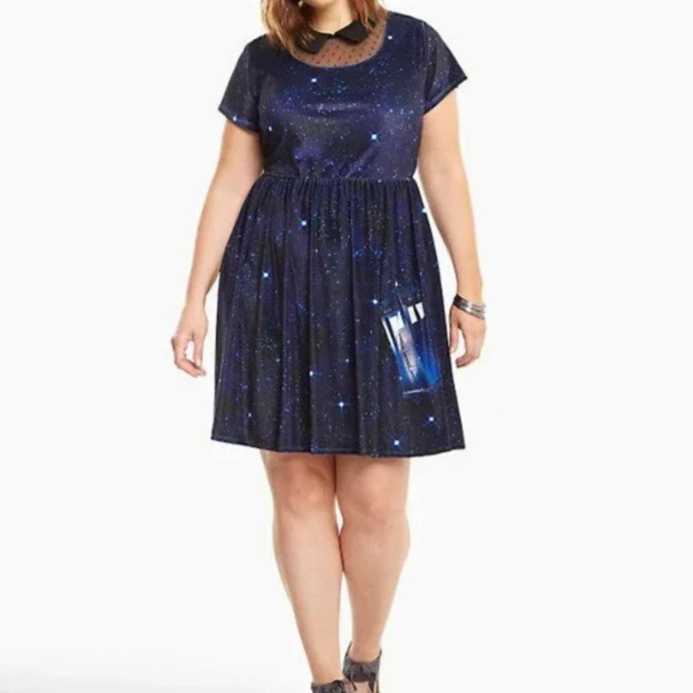Torrid Doctor Who TARDIS Skater Dress Velvet Plus Size